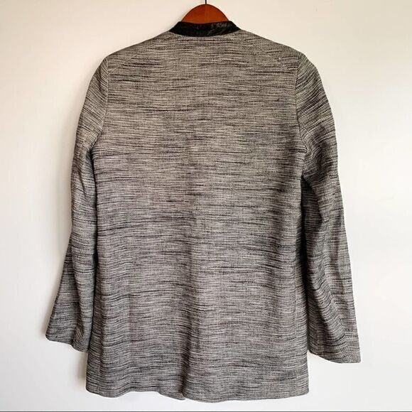 Maje Circus Grey Tweed Linen Blend Leather trim Jacket - Picture 8 of 8